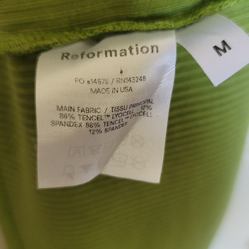 Reformation Cassi Ribbed Stretch Tencel Midi Dress Avocado M 🥑 - Picture 10 of 10